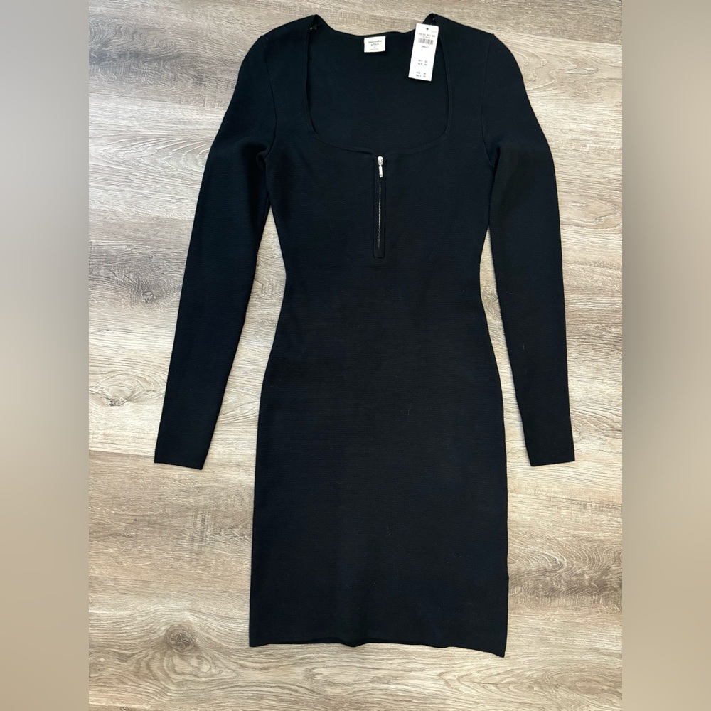 Abercrombie & Fitch Black sweater zipper body-con long sleeve size small tall